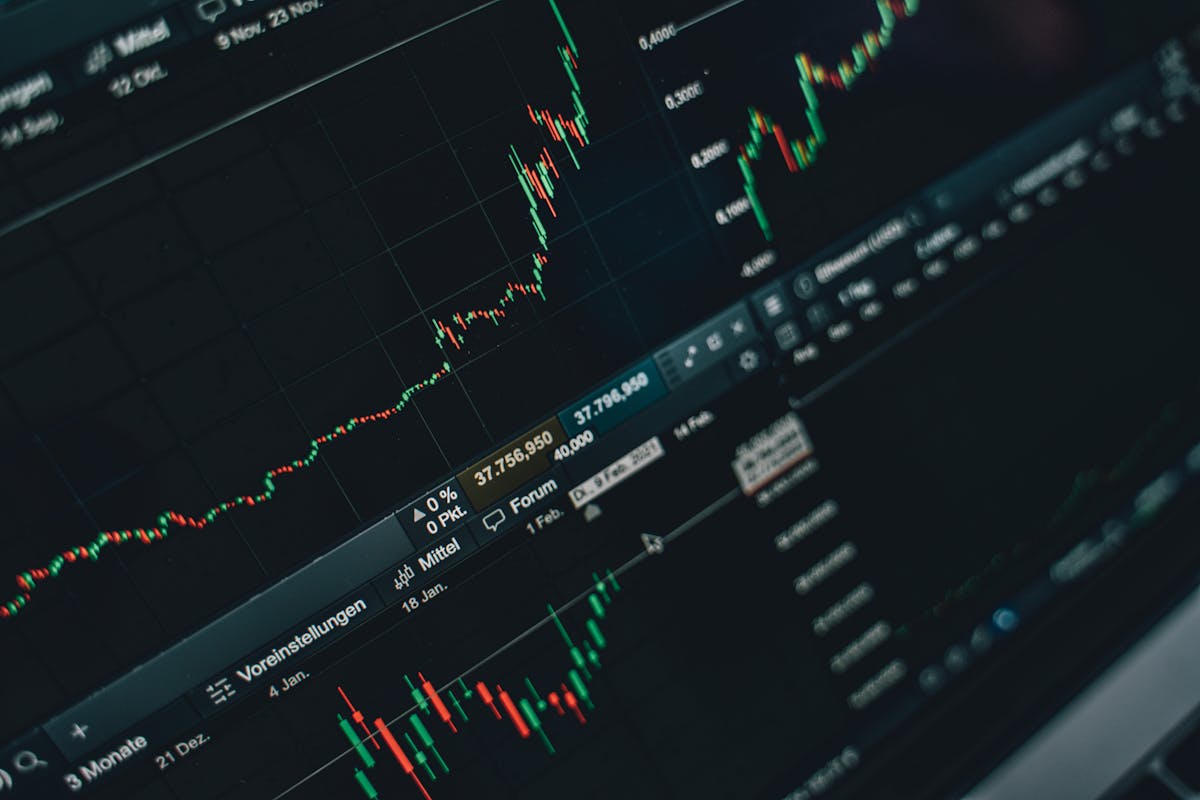 Financial charts and market analysis graphs showing economic principles and business strategy concepts